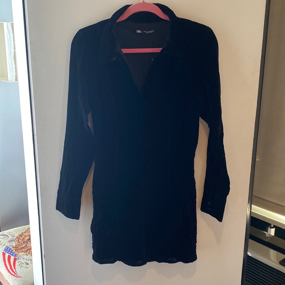 Black velvet mini dress